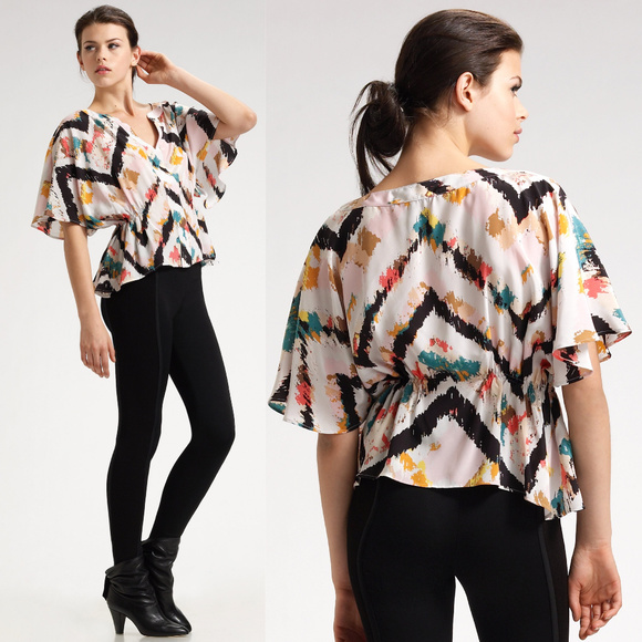 BCBGMaxAzria Tops - {BCBGMaxAzria} Parfait Paint Printed Silk Blouse
